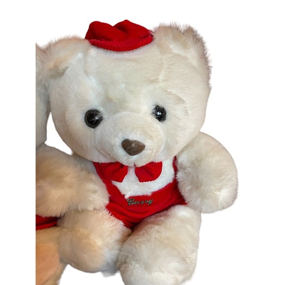 VTG Christmas White Teddy Bears - Holly and Barry Stuffed Plush Animal Toys Rare - Picture 3 of 5